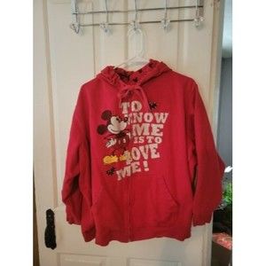VINTAGE DISNEY PLUS SZ  MOUSE "TO KNOW ME IS TO LOVE ME" FULL ZIP JACKET HOODIE